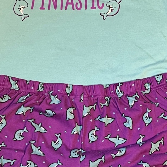 SO Girl's Shark sleeveless top and shorts pjs size 10 1/2 - Picture 4 of 5